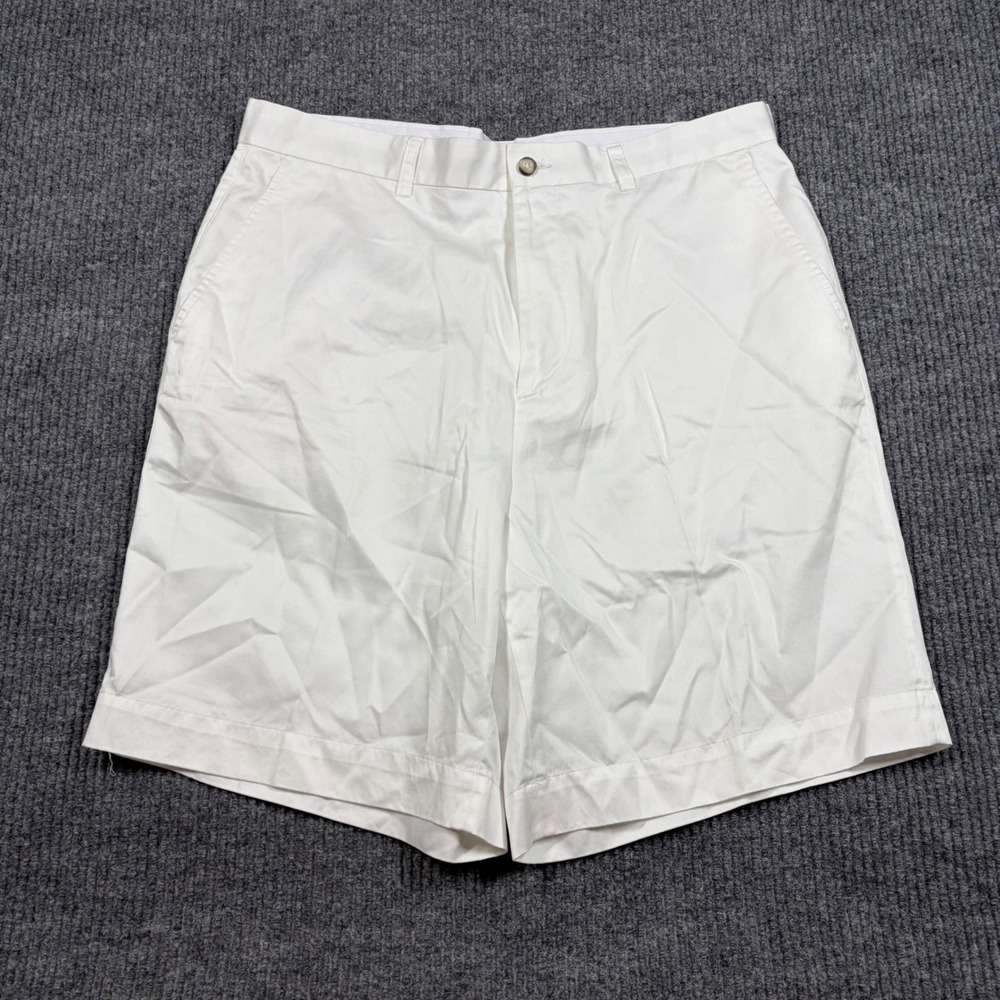 Pro Tour Shorts Mens 36 White 100% Cotton Chino Golf Flat Front Casual